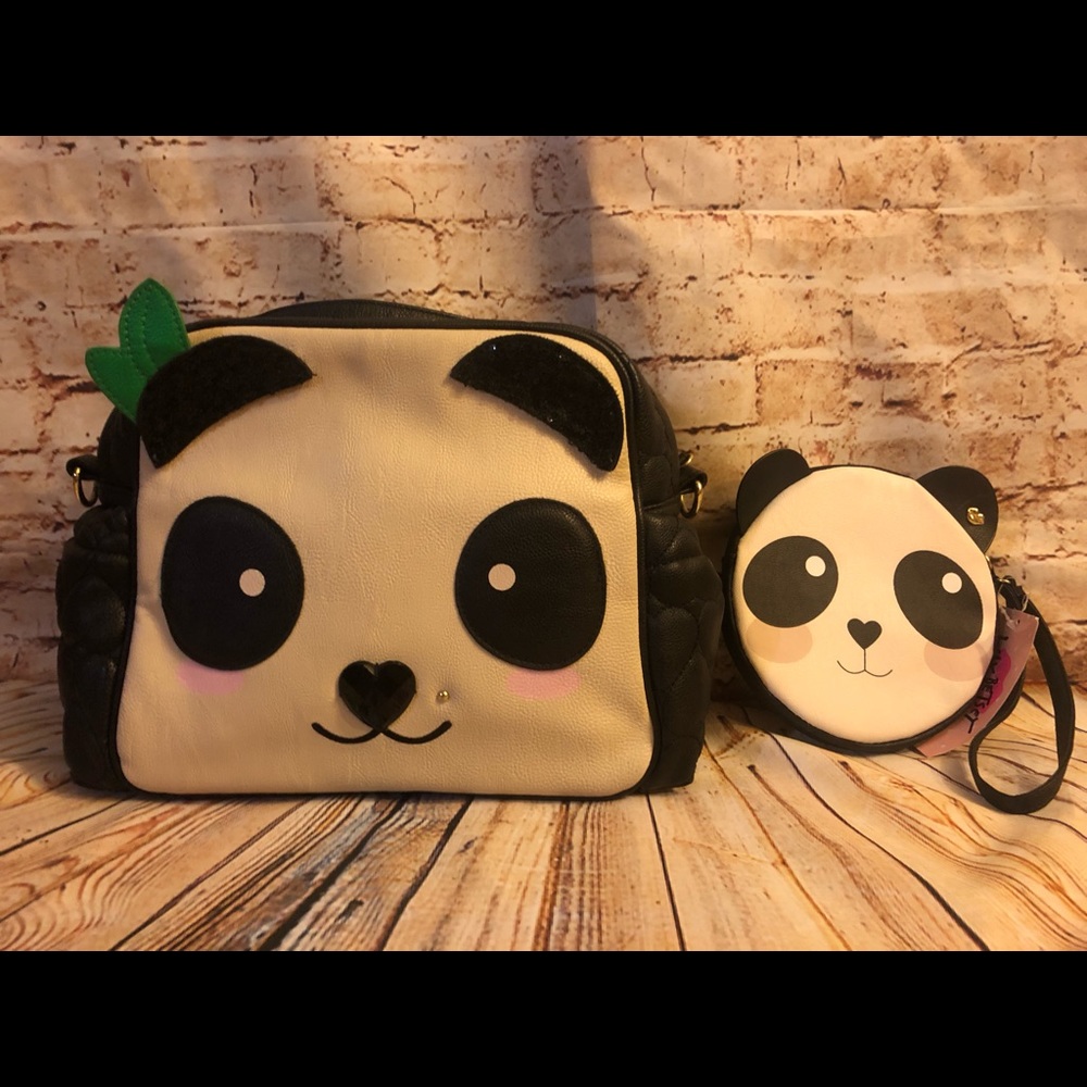 Betsey Johnson panda bag with matching coin purse